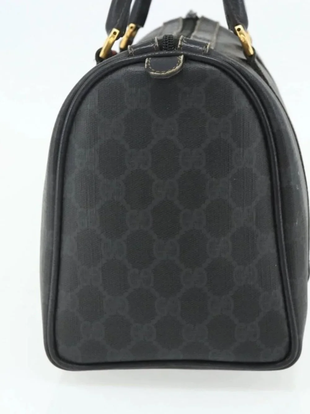 GUCCI GG Supreme Web Sherry Line Hand Bag PVC Black Gold 40 02 007 Auth
